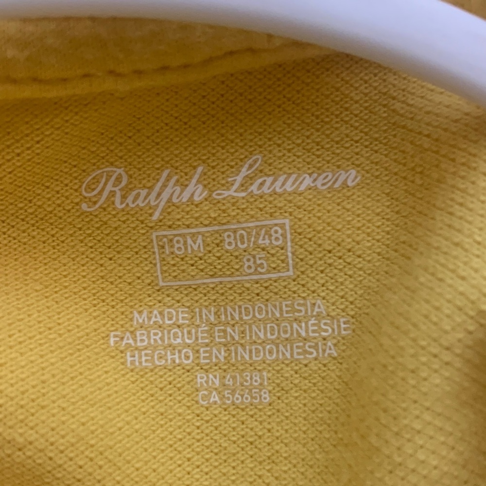 Ralph Lauren Yellow Baby Diaper Cover Set One piece Size 18 months - Picture 2 of 5